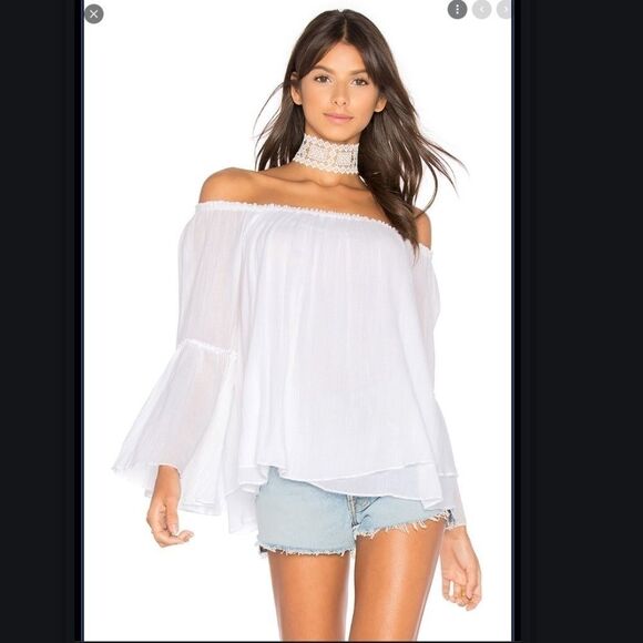 Bailey 44 Bahama Top Blouse White sz Medium off the shoulder layered flowy - Picture 1 of 8